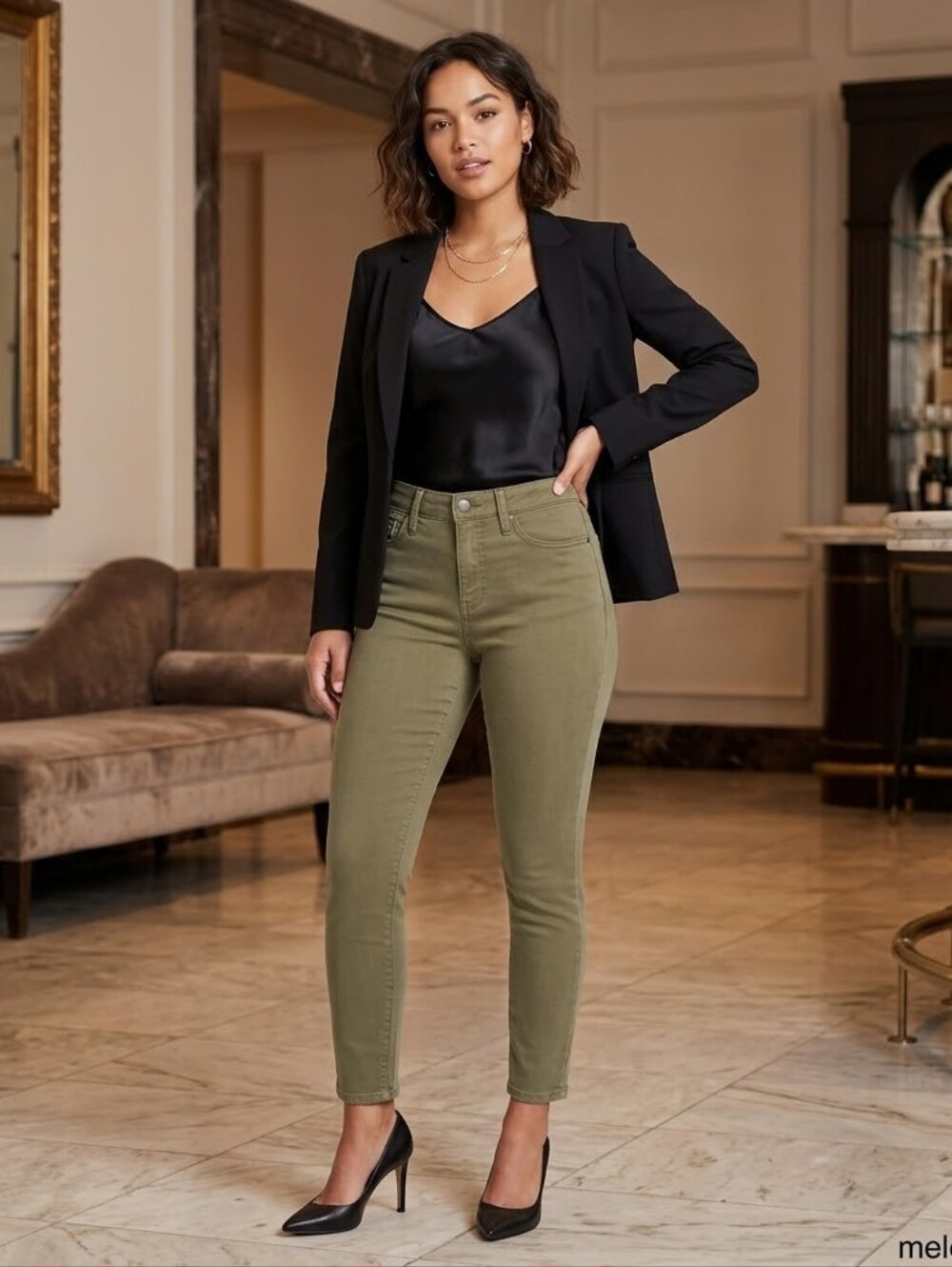 ​Simply Vera Vera Wang Olive Green Skinny Ankle Pants Size 2 Army Green Twill
